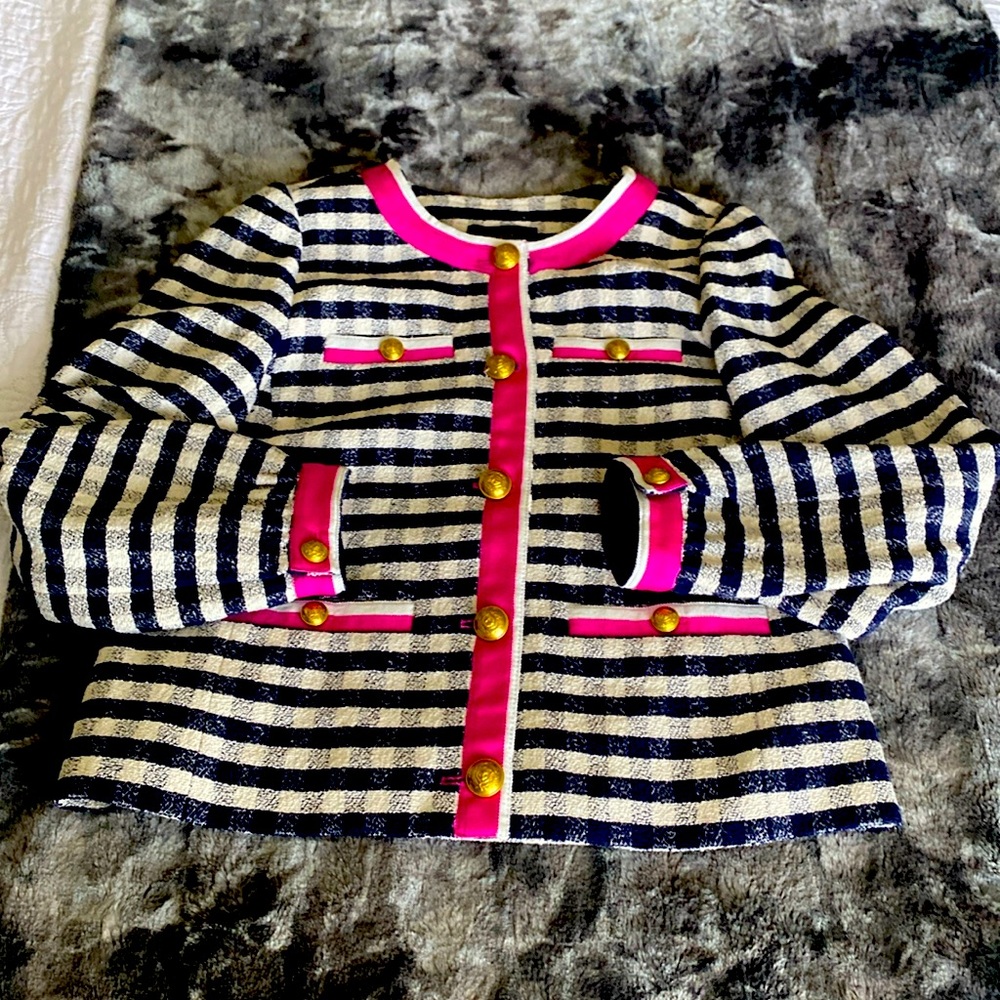 JCREW ARIA navy check textured box jacket. Sz 6